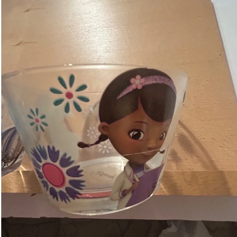 Disney Cinderella and Doc McStuffins Glass Bowls Set of 2 Clear Multicolor